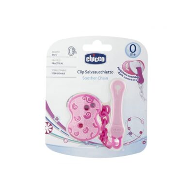 CHICCO ATTACHE SUCETTE CHAINE ROSE REF 4082