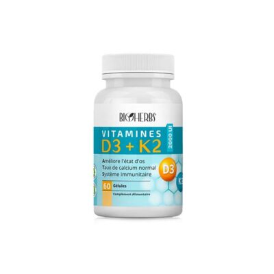 BIOHERBS VITAMINES D3 + K2 BT 60 GELULES